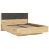 Спальный гарнитур Флэш Кровать парящая 1,6м (ортопед дерево) МИФ (Браш Графит, Дуб Крафт золото)