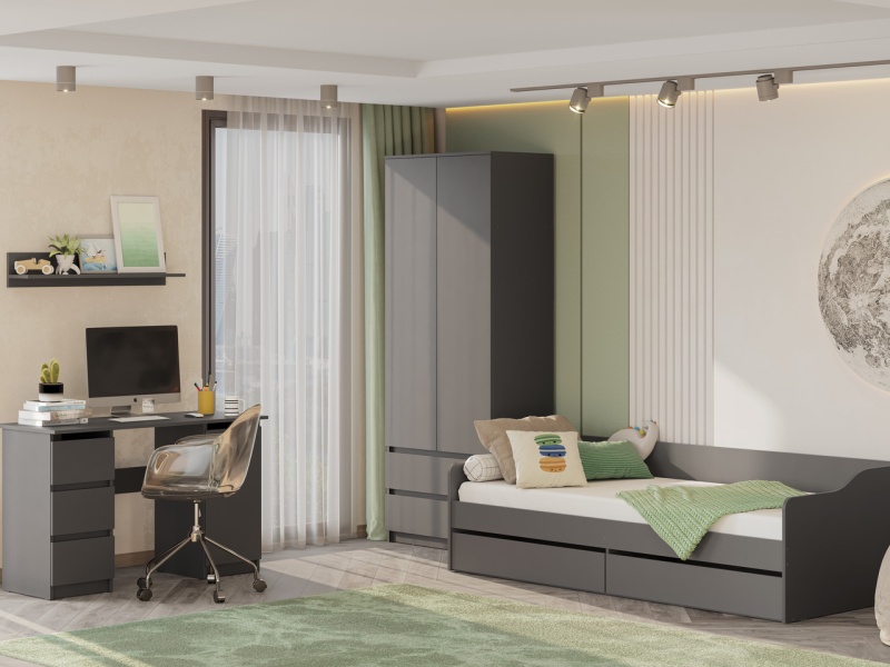 Денвер Полка навесная SV-мебель (Графит серый)