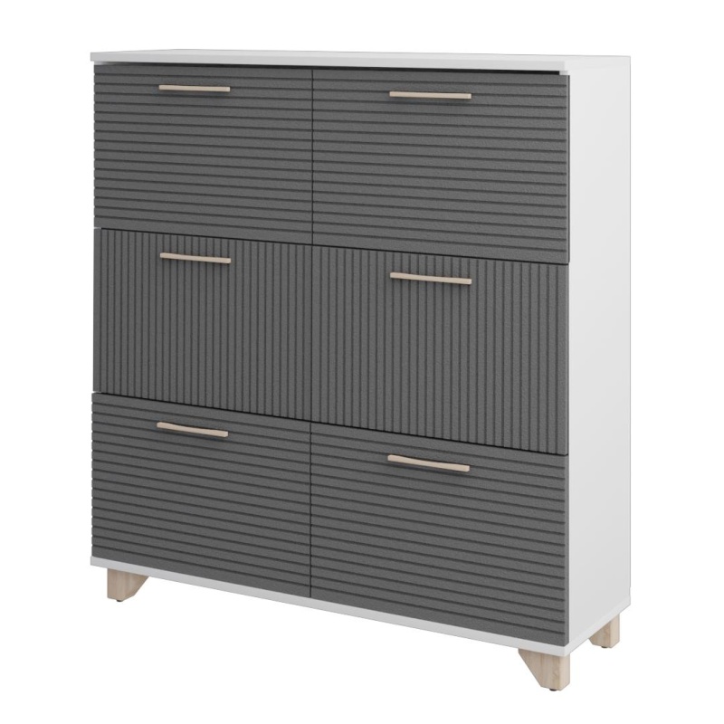 Копенгаген Обувница 6 ящиков (12 СТУЛЬЕВ) (Корпус: ЛДСП Белый, Фасад: МДФ Серый графит)