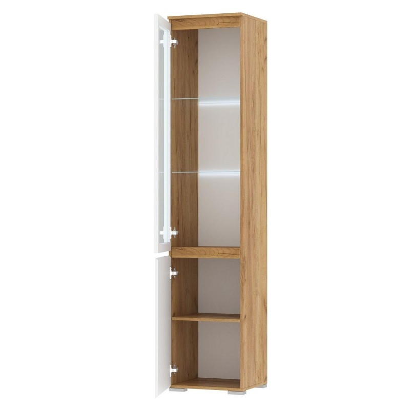 Гостиная Гретта Пенал-витрина 1В1С ПАМИР (Крафт золотой-Белый)