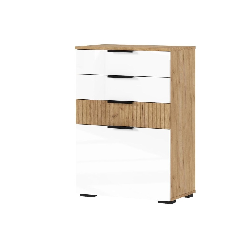 Гостиная Роджина Комод (600) МИФ (Крафт/Белый глянец, Дуб Крафт)