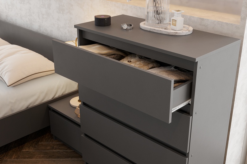 Денвер Комод 4 ящика SV-мебель (Графит серый)