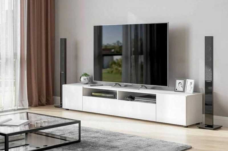 Токио Тумба ТВ ЛДСП SV-мебель (Белый текстурный (2001*355*346))