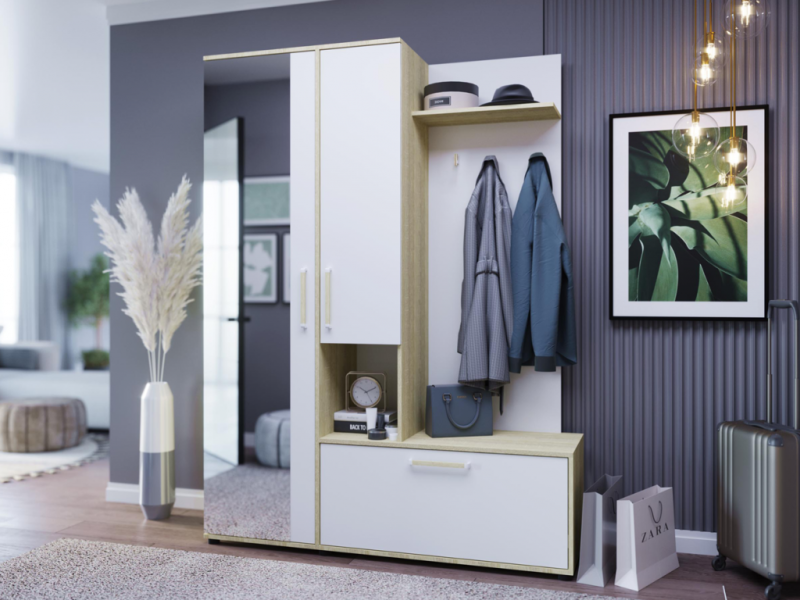 Прихожая Афина-1 РОСТОК (Дуб сонома / Белый жемчуг)