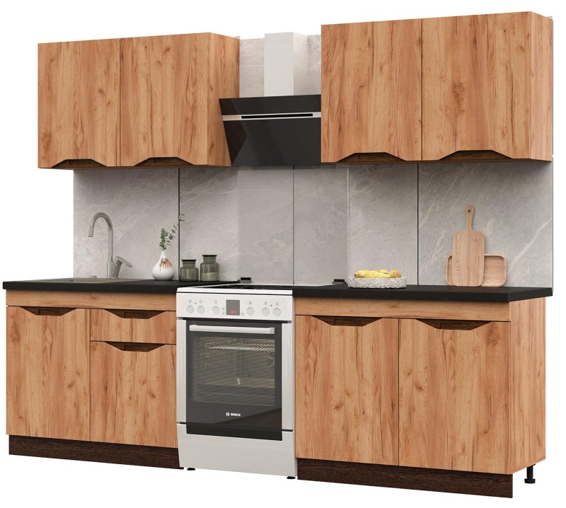 Кухня Паола 2,0 СТЕНД (МДФ ВЕНГЕ(тиковое дерево)/ДУБ КРАФТ ЗОЛОТО)