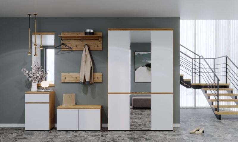 Прихожая Гретта Вешалка 900 ПАМИР (Крафт золотой-Белый)