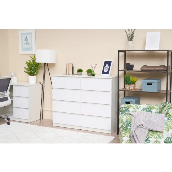 Челси Комод 8 ящиков МИФ (Белый глянец холодный, белый)