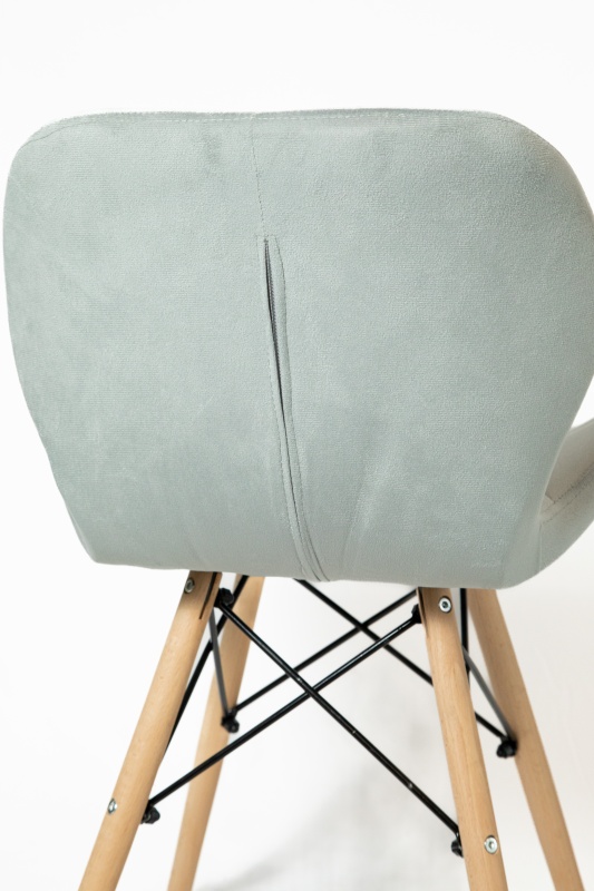 Стул Манжера КНР (бархатный стул, деревянные ножки, металлический каркас 39 серый)