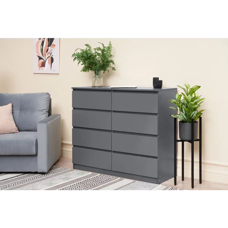 Челси Комод 8 ящиков МИФ (Графит, графит)