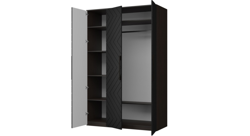 Копенгаген Шкаф 3-х ств. (12 СТУЛЬЕВ) (Корпус: ЛДСП Венге, Фасад: МДФ Черный мат)