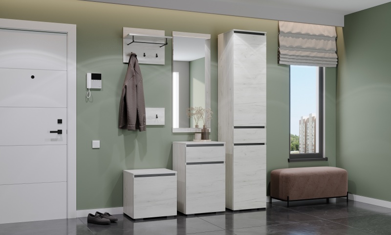 Прихожая Гретта Тумба 1С1Я ПАМИР (Крафт белый-Антрацит (500*811*411))