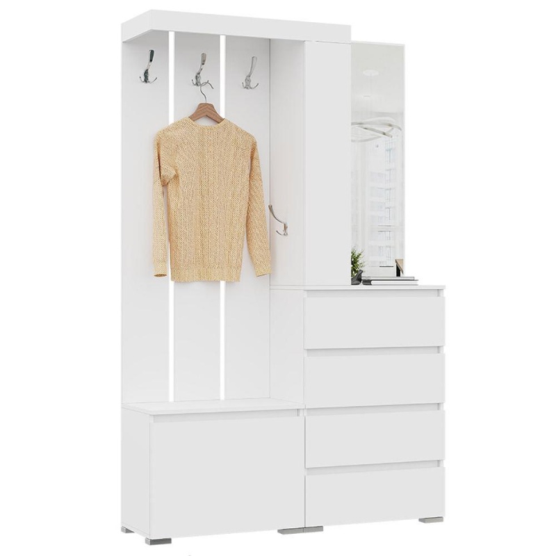 Прихожая Хелен/Люмо ПР-01 СТЕНД/ТВД (фасад БЕЛЫЙ/корпус БЕЛЫЙ)