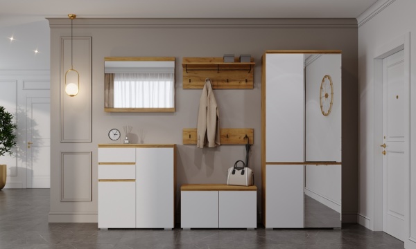 Прихожая Гретта Тумба 2С2Я ПАМИР (Крафт золотой-Белый)