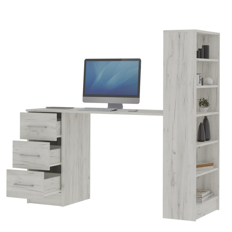 Гранд Стол письменный СТЕНД (фасад ДУБ КРАФТ БЕЛЫЙ/корпус ДУБ КРАФТ БЕЛЫЙ)