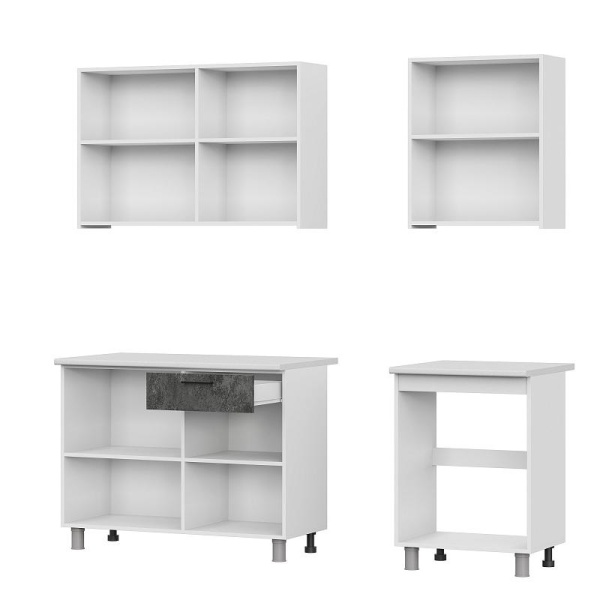 Кухонный гарнитур "Розалия" (со столешницей) SV-мебель (Белый / Цемент светлый / Цемент тёмный / Антарес)