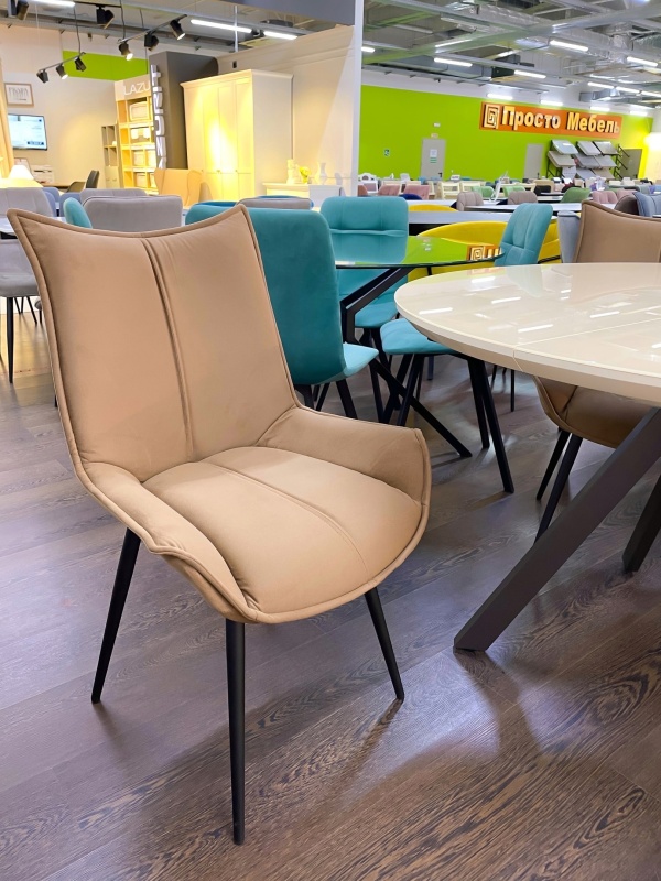 Стол Бахус Стекло 1200 Ваша Мебель (стекло капучино/мдф капучино/каркас основание МУАР черный (d=1200(1600)) СНЯТ)