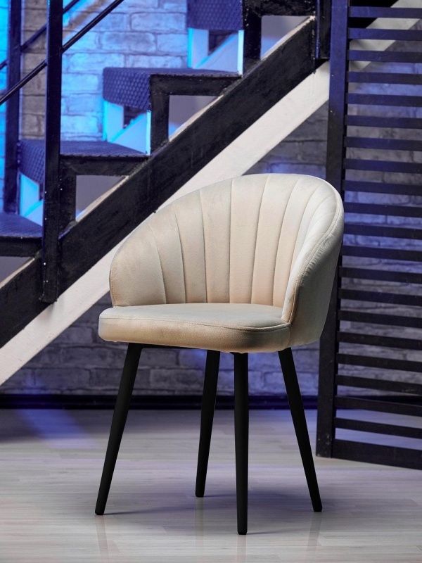 Стул Зефир ПАМИР (F06 Светло-бежевый/Черная опора)