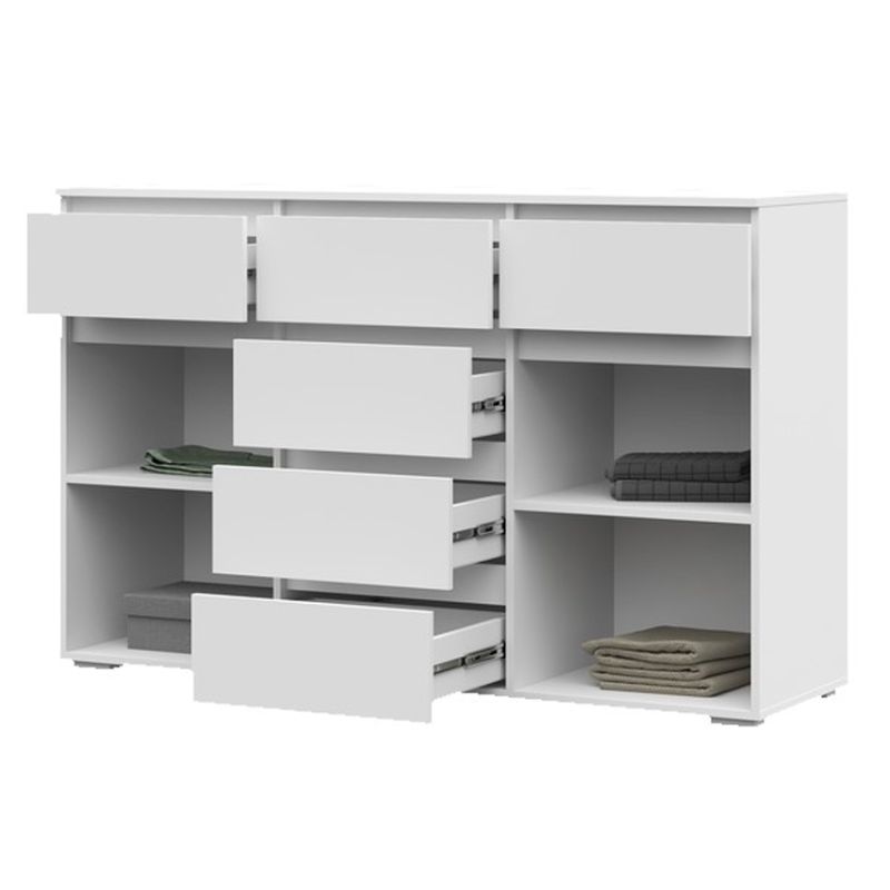 Хелен/Люмо КМ 05 Комод 6 ящиков СТЕНД/ТВД (фасад БЕЛЫЙ/корпус БЕЛЫЙ (1502*958*460))