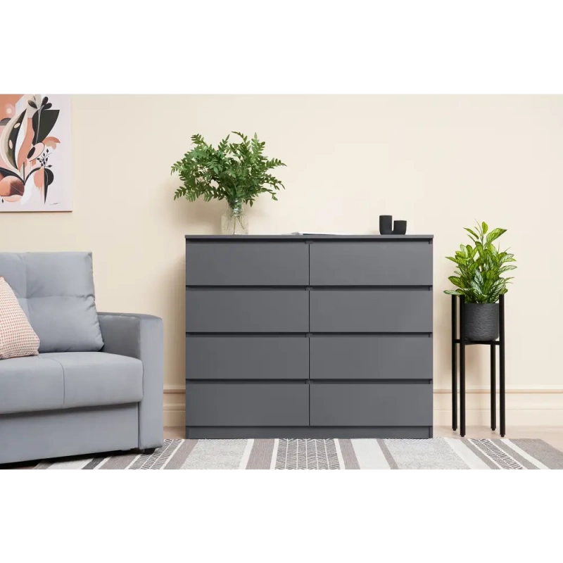 Челси Комод 8 ящиков МИФ (Графит, графит)