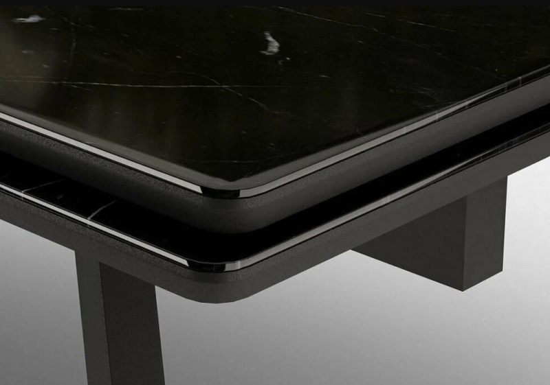 Стол Аруба-2 1200 Керамика СТОЛПРОМ (Керамика мрамор черный опоры черный мат. (1200х800+600))