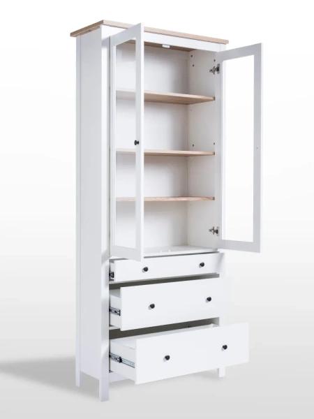 Сага шкаф с витриной 90 СВЕДСТА (Белый/ясень (904*2155*414))