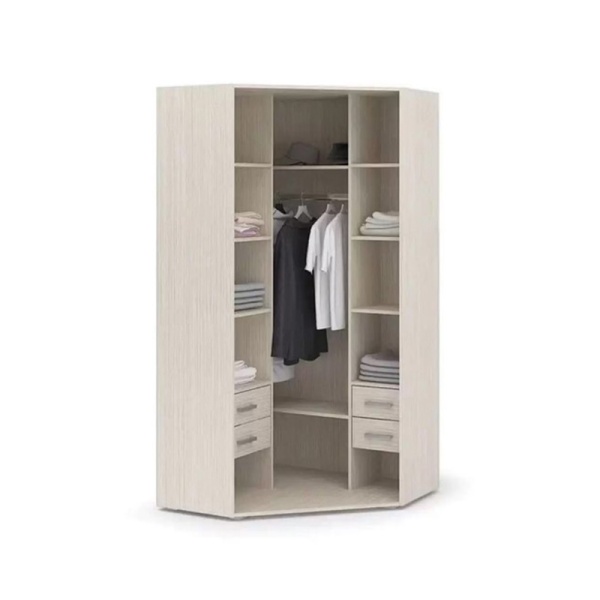 Спальня Симба Шкаф угловой 2-х ств. СТЕНД (фасад МДФ БЕЛЫЙ ГЛЯНЕЦ/корпус БЕЛФОРТ (1,14х2,0х1,14))