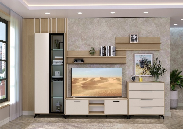 Гостиная Ева (Фасад) Шкаф-витрина 800 1В1С ПАМИР (Фрост)