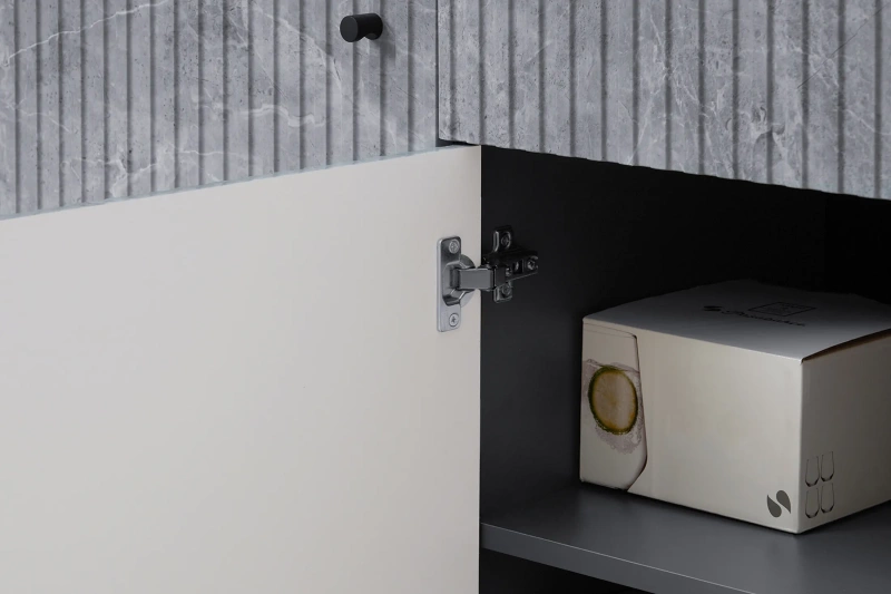 Гостиная Оливия Комод МИФ (Графит, Мрамор Глянец)