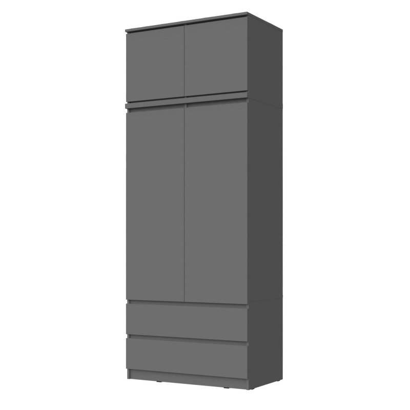 Челси Шкаф 2-х ств (2УПК) с антресоль-тумба универсальная МИФ (Графит, графит)