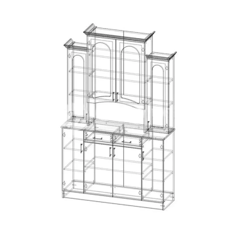 Буфет Констанция 4-х ств. МИФ (Белый матовый/Голубой)