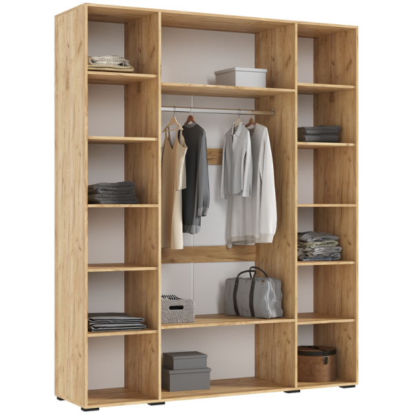 Спальный гарнитур Флэш Шкаф 4-х ств.(1800) МИФ (Браш Графит, Дуб Крафт золото)