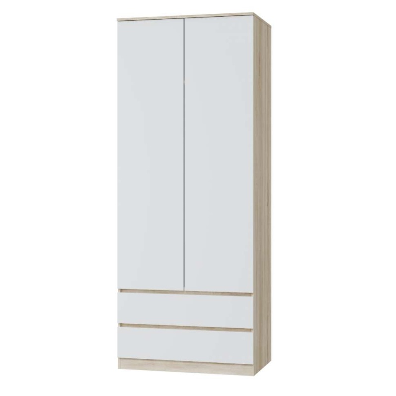Спальный гарнитур Лори Шкаф для одежды 2-х дверный с ящиком МЛЕК (Дуб Сонома св/Белый(902*2273*577) СНЯТ)