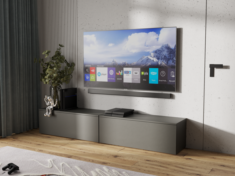 НКМ Кент-1 секция №12 тумба под ТВ РОСТОК (Антрацит (1010*350*370))