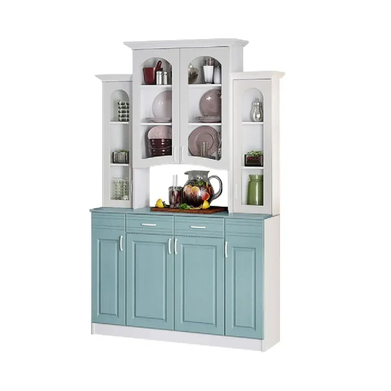 Буфет Констанция 4-х ств. МИФ (Белый матовый/Голубой)