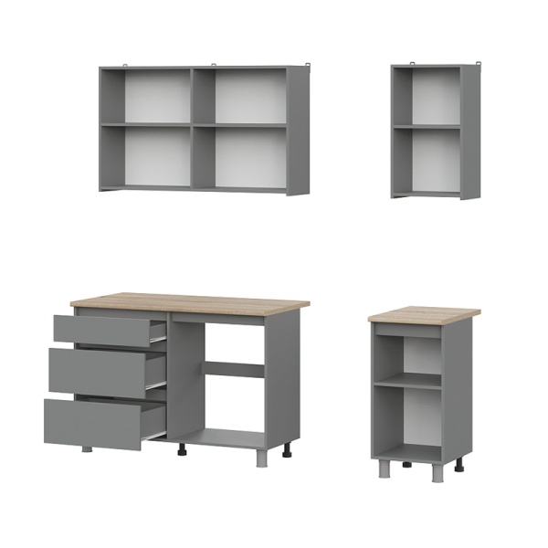 Кухонный гарнитур Денвер (1600) (ЛДСП) SV-мебель (Графит серый/Дуб Сонома)