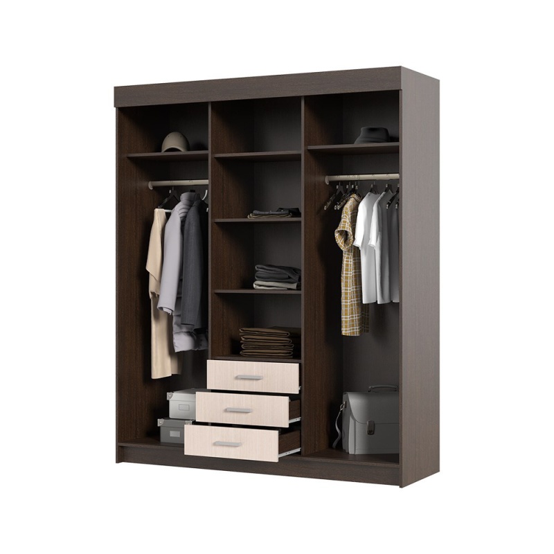 Лидер 1 Шкаф-купе 170-1К СТЕНД (фасад БЕЛФОРТ/корпус ВЕНГЕ (1,7х2,1х0,562))