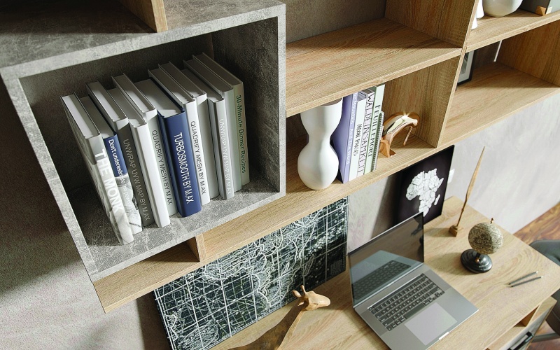 Неаполь-1 Стол компьютерный МИФ (Бетон светлый/Дуб сонома)