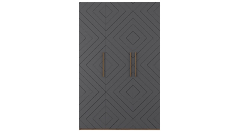 Копенгаген Шкаф 3-х ств. (12 СТУЛЬЕВ) (Корпус: ЛДСП Дуб Самдал, Фасад: МДФ Серый графит)