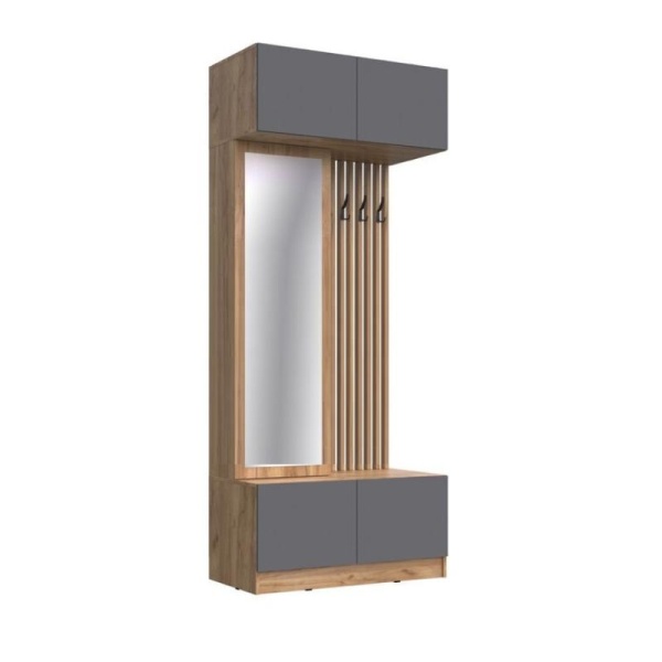 Прихожая Роджина МИФ (Графит, Дуб крафт (КРОМКА ДУБ СОНОМА))