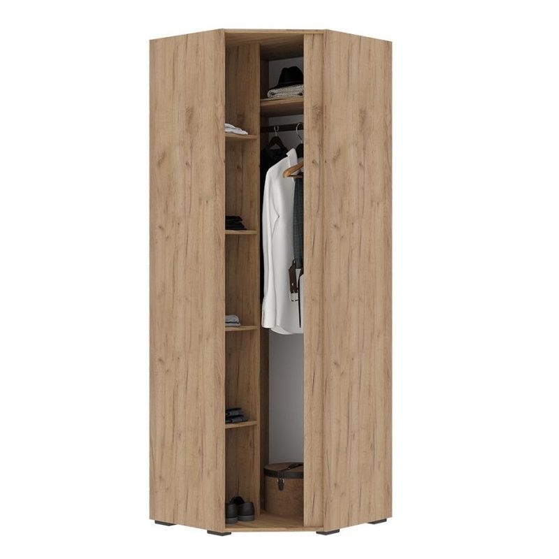 Хелен ШК 04 Шкаф угловой СТЕНД (фасад СЕРЫЙ ГРАФИТ 0162/корпус ДУБ КРАФТ ЗОЛОТО)