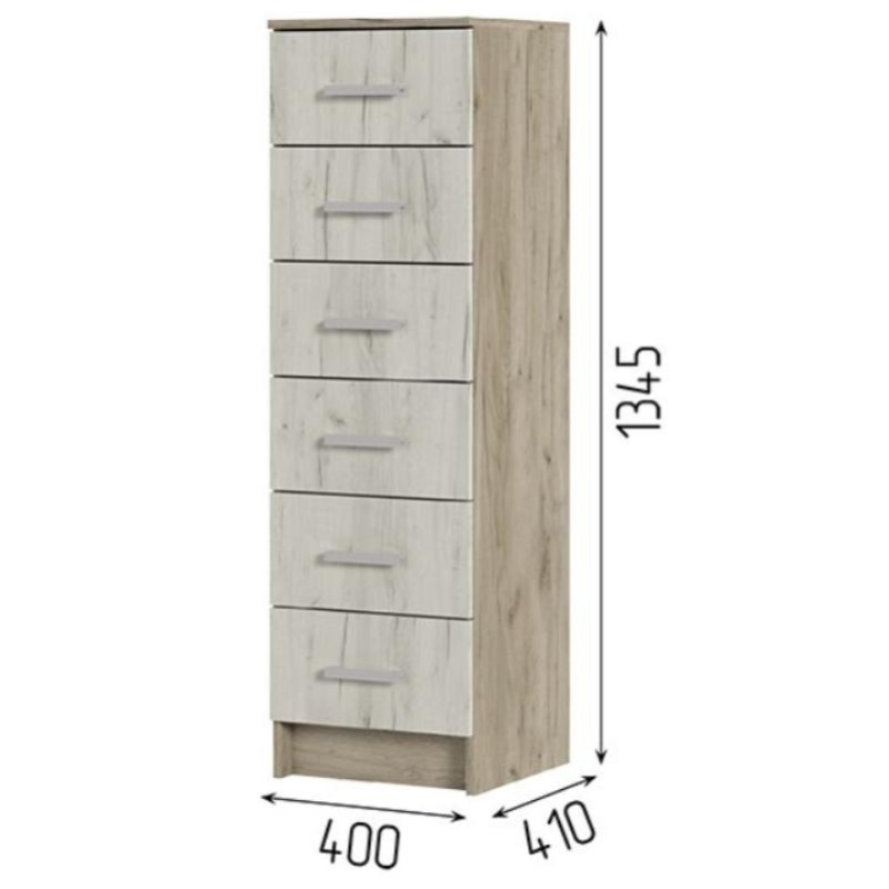 Гармония КМ 602 Комод СТЕНД/ТВД (фасад ДУБ КРАФТ БЕЛЫЙ/корпус ДУБ КРАФТ СЕРЫЙ (0,4х1,34х0,408))