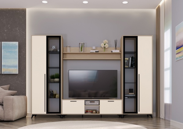 Гостиная Ева (Фасад) Шкаф-витрина 800 1В1С ПАМИР (Фрост)