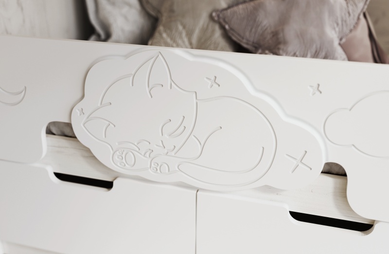 Детская серия Юниор-4 Кровать 1,6*0,8м МИФ (Шарли Белый/Дуб Крафт Белый)