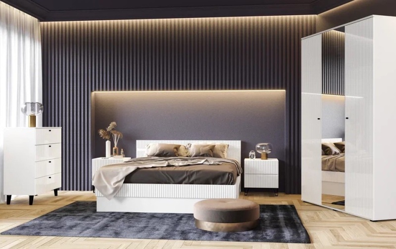 Спальный гарнитур Оливия Комод 4-ящ МИФ (Белый/Белый глянец холодный)