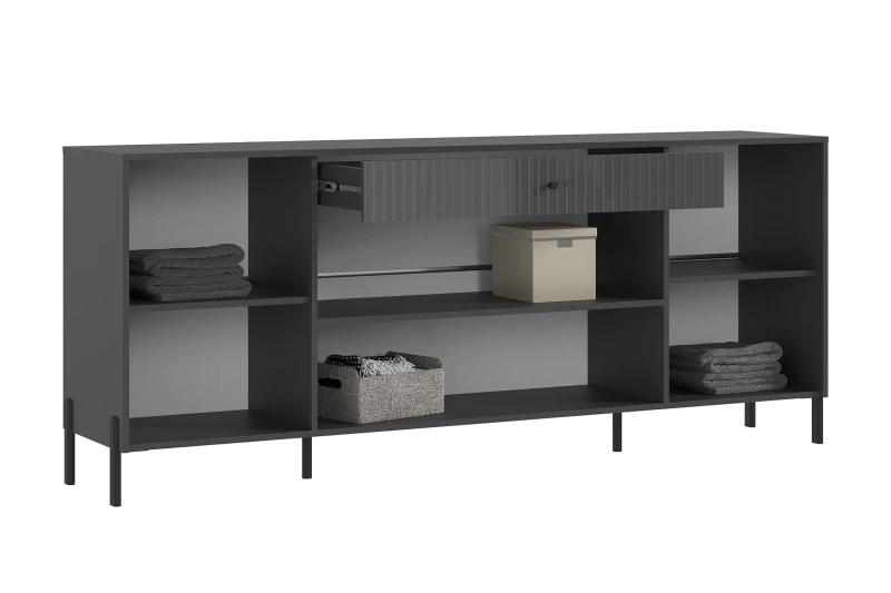 Гостиная Оливия Комод (металл) МИФ (Графит, Графит Глянец)