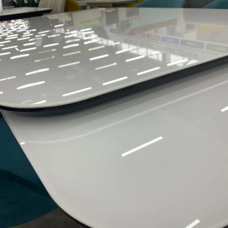 Стол Кронос Люкс Стекло 1400 Ваша Мебель (стекло белое, МДФ+пленка черная,каркас муар черный+Опора №10 мет.муар черный (1400(2200)х850))