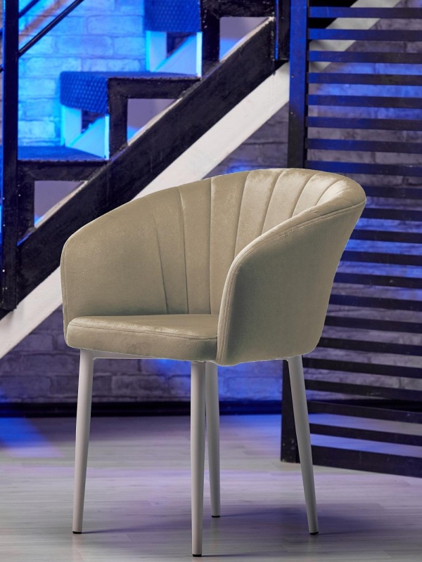 Стул Версаль ПАМИР (F08 Бежевый/Белая опора)