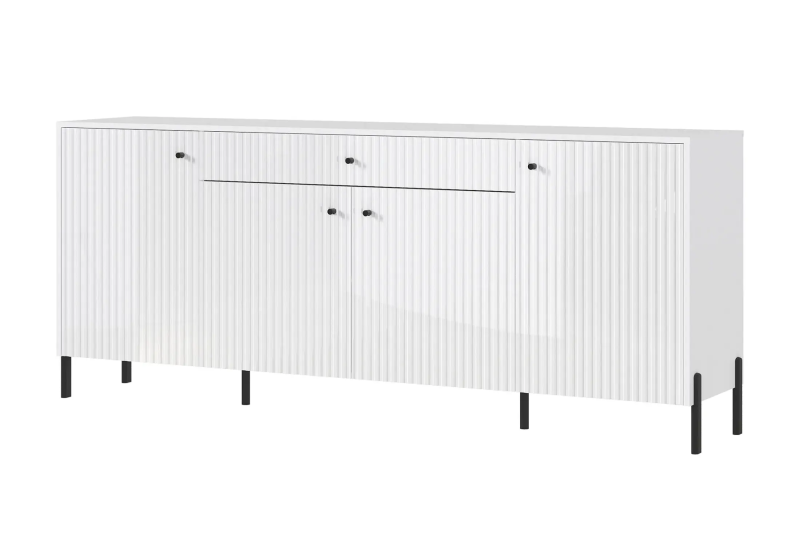 Гостиная Оливия Комод (металл) МИФ (Белый, Белый Глянец холодный)