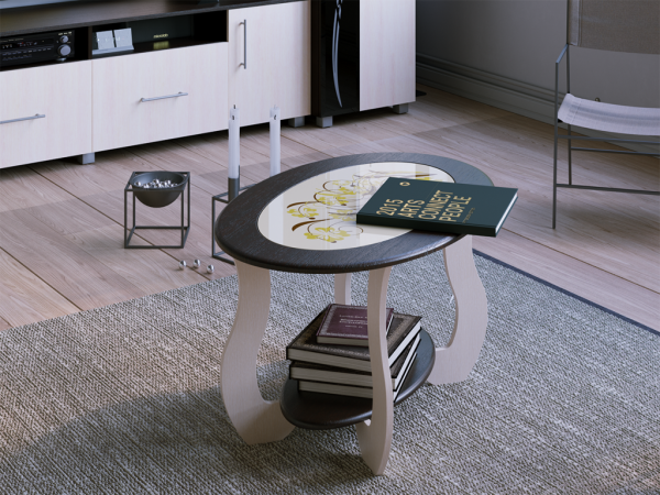 Стол Журнальный СЖ 6 Стекло с рисунком РОСТОК (Бежевый)