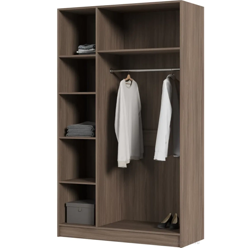 Басса (Бася) ШК 553 Шкаф 3-х ств. с зеркалом СТЕНД (фасад ШИМО СВЕТЛЫЙ/корпус ШИМО ТЕМНЫЙ (1,2х2,02х0,506))